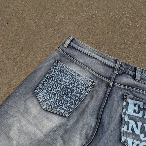 Men's Vintage Y2k Enyce Baggy Long Denim Light Blue Jean Shorts Jorts Sz 40 x 15 - Picture 7 of 7